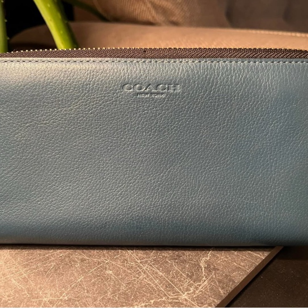 Coach Teal Leather Zip Wallet